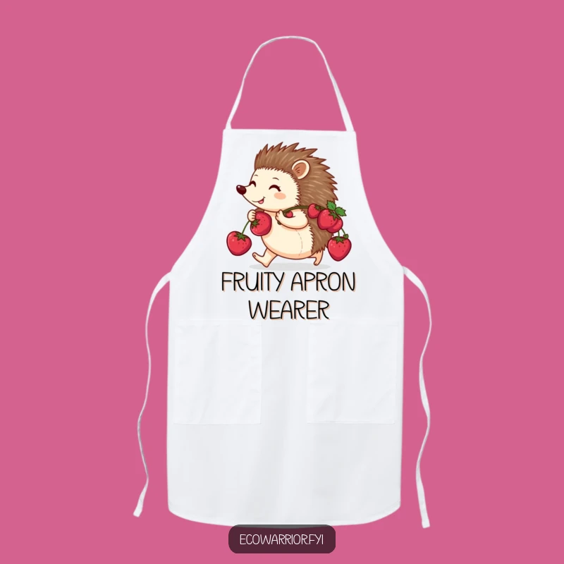 Funny Berry Collector Apron: Happy Hedgehog Chef, Hilarious Kitchen Gift for Gardeners