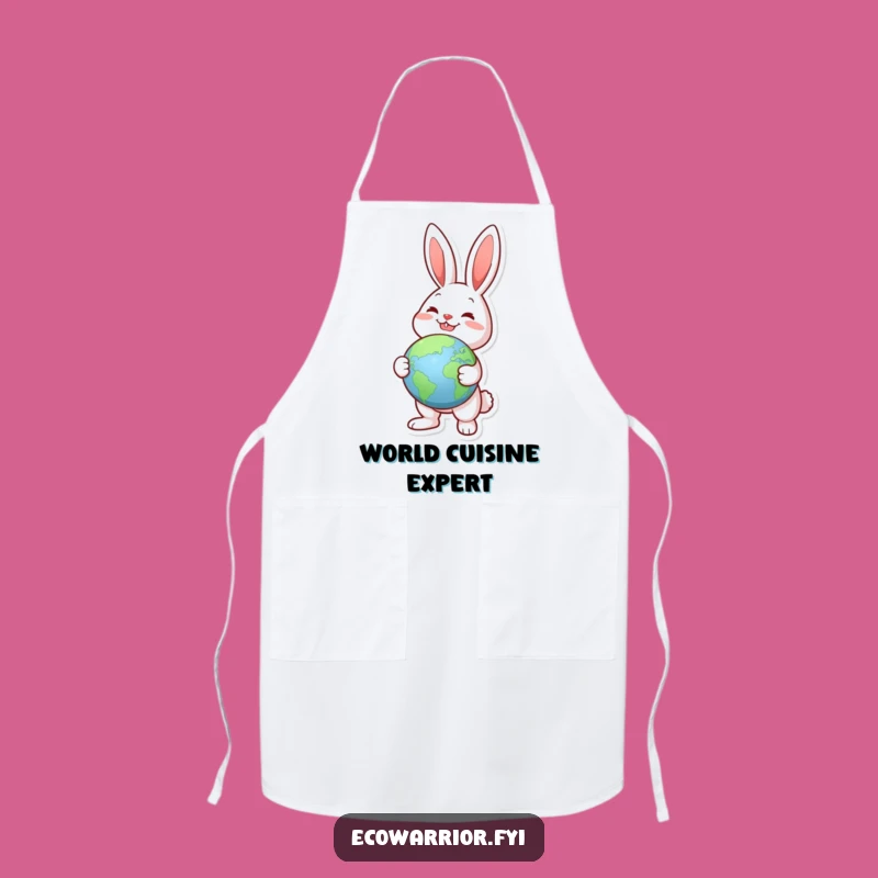 Funny Joyful Rabbit Globe Apron: Culinary Explorer Wear, Perfect Funny Gift