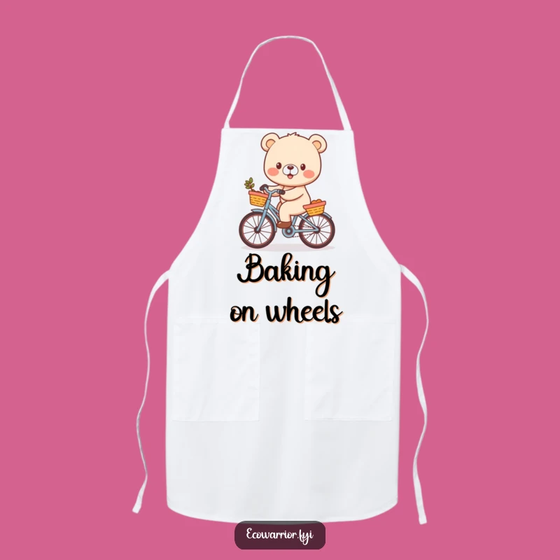 Funny Kitchen Apron: Cheerful Bear Cub Bicycle Design Funny Gift