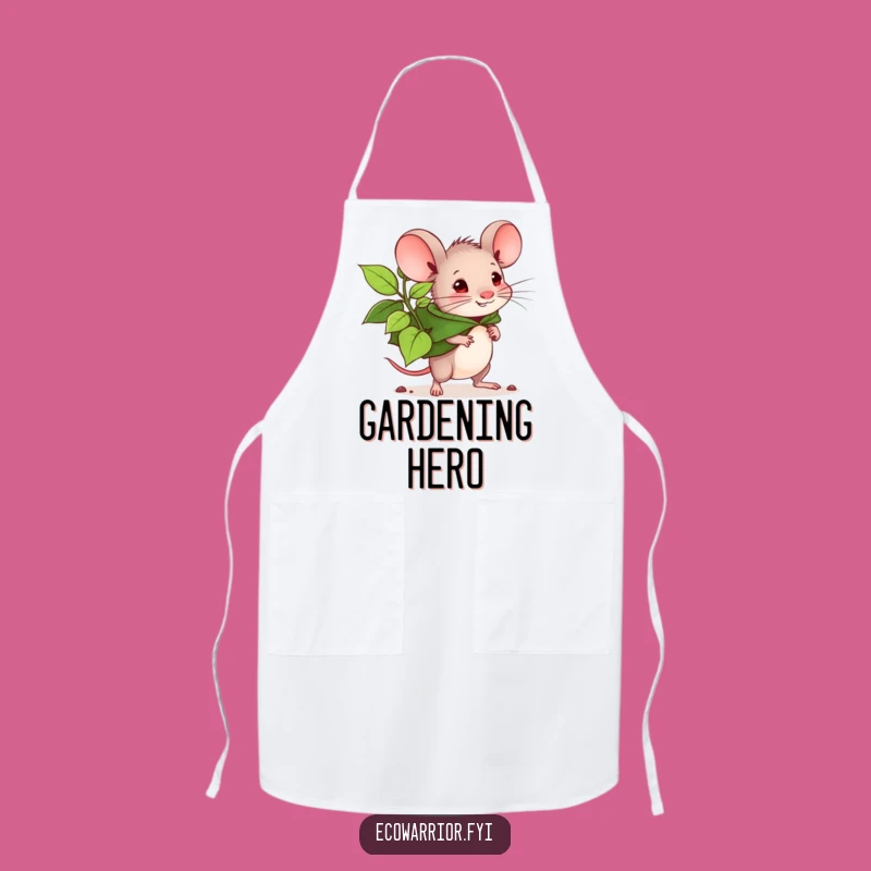 Funny Mouse Planter Apron - Leaf Cape Hero, Kitchen Fun and Hilarious Gift