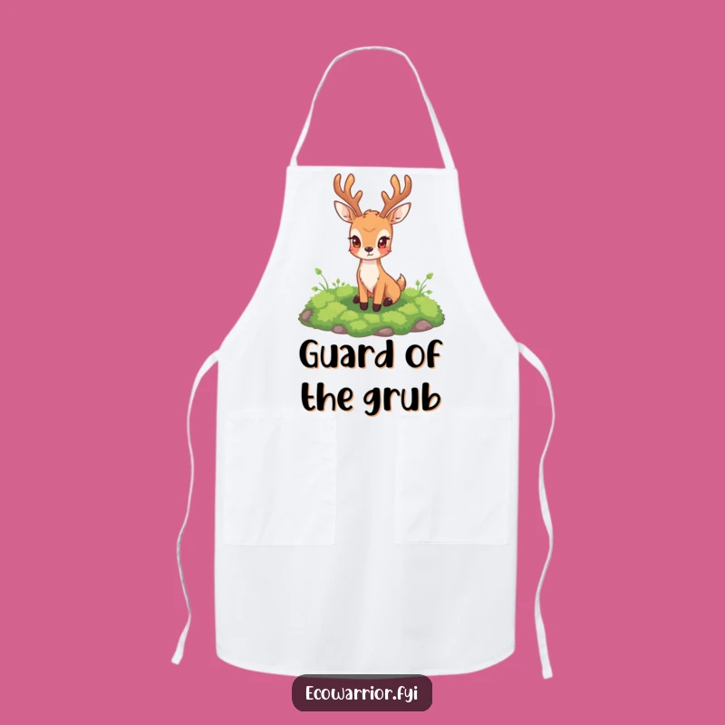 Deer Guarding Moss Apron: Cook with Nature's Vigilance, Funny Style