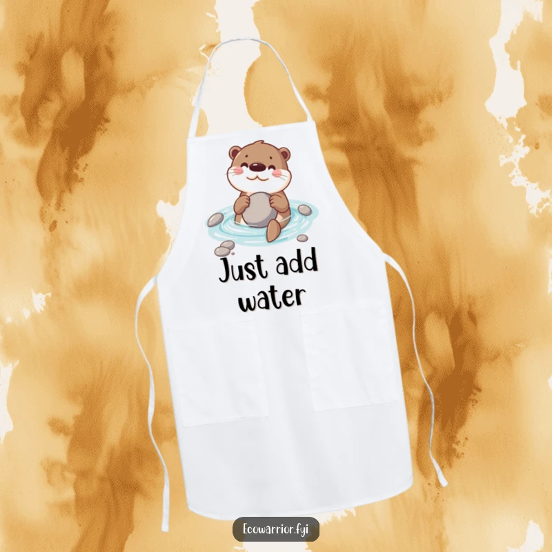 Funny apron featuring a happy swimming otter, ready to cook, making it ideal for kitchen humor.