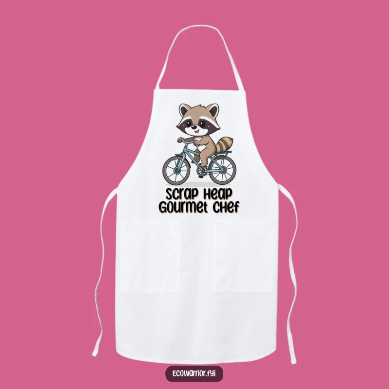 Funny Raccoon Bicycle Apron: Eco-Chef, Recycled Rider Kitchen Gift