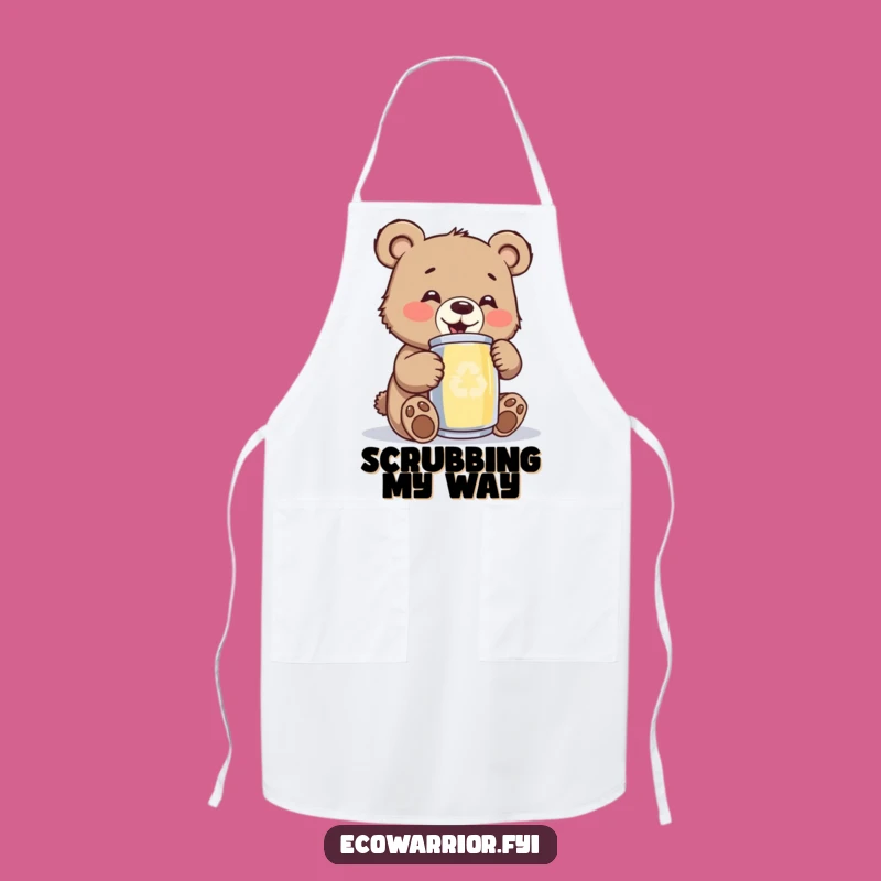 Funny Bear Cub Apron: Cheerful Eco-Chef Wear, Delightful Recycled Kitchen Gift