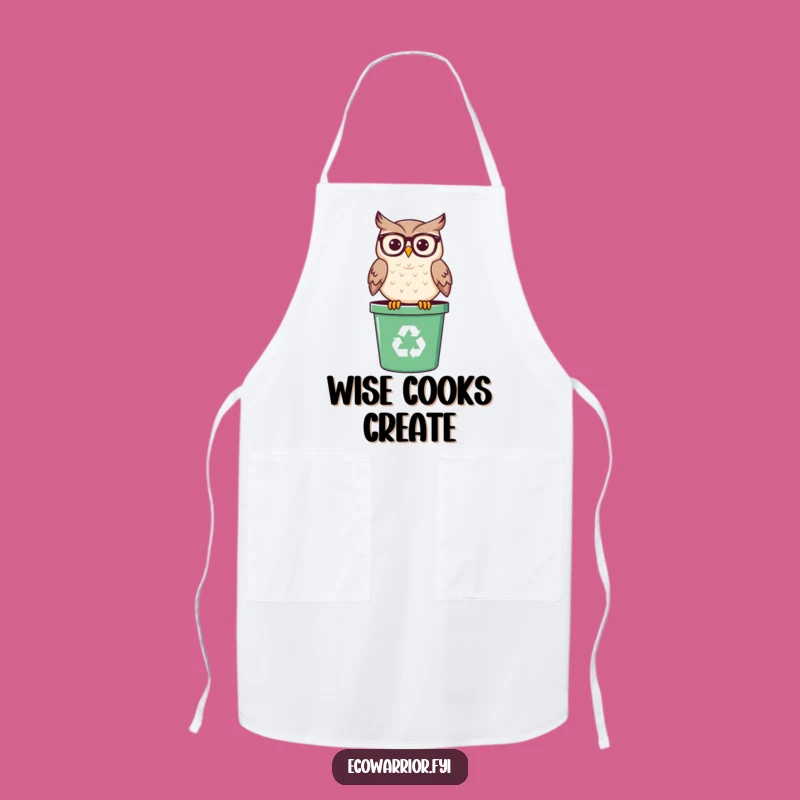 Funny Wise Owl Apron: Smart Chef Bird on Recycling Bin, Hilarious Kitchen Gift for Cooks