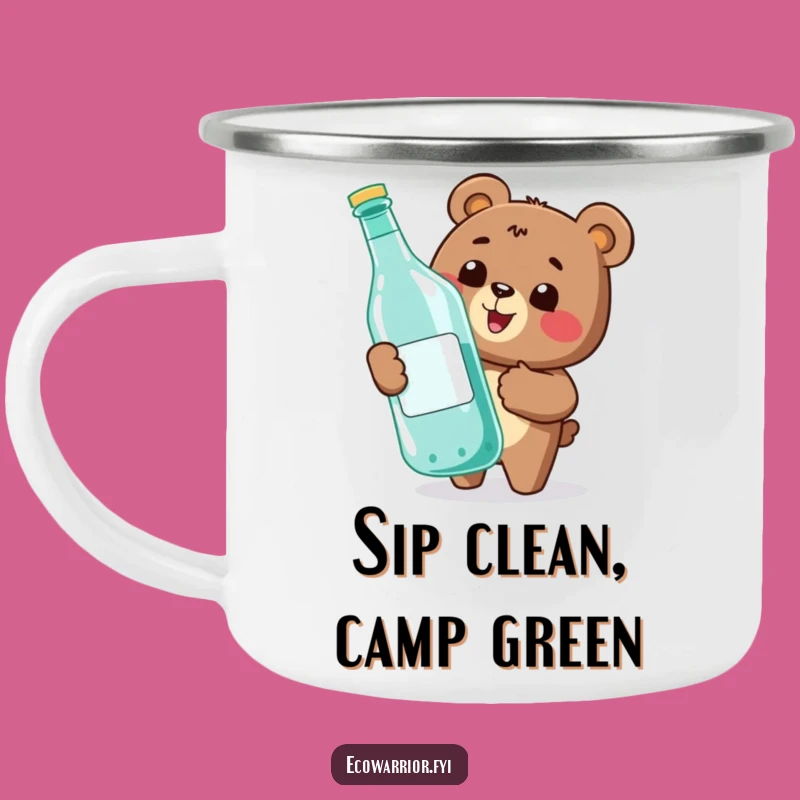 Funny Bear Recycling Camping Mug: Happy Eco-Hero's Thumbs-Up for Outdoor Adventures