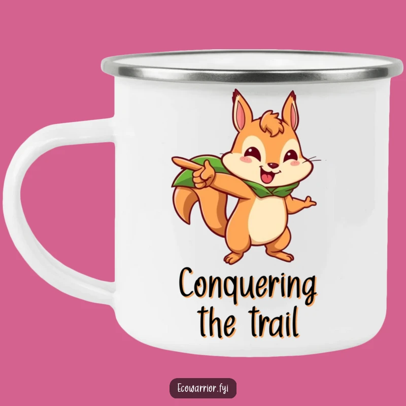 Funny Squirrel Adventure Camping Mug: Brave Squirrel Leading, Outdoor Spirit, Hilarious Gift