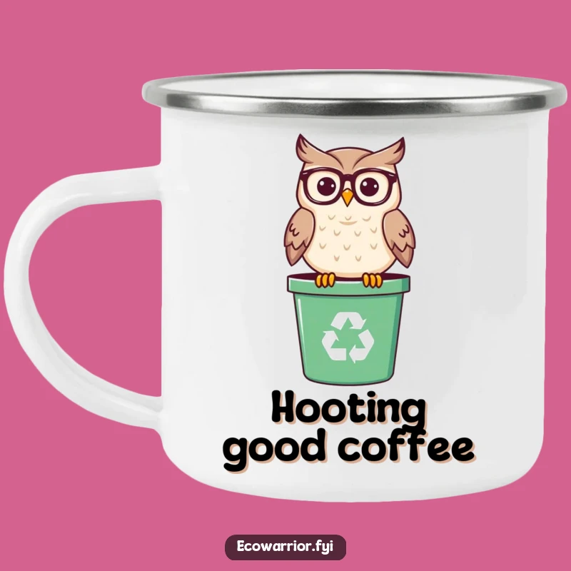 Funny Wise Owl Camping Mug: Perched Spectacled Bird for Outdoor Adventures, Hilarious Eco Gift