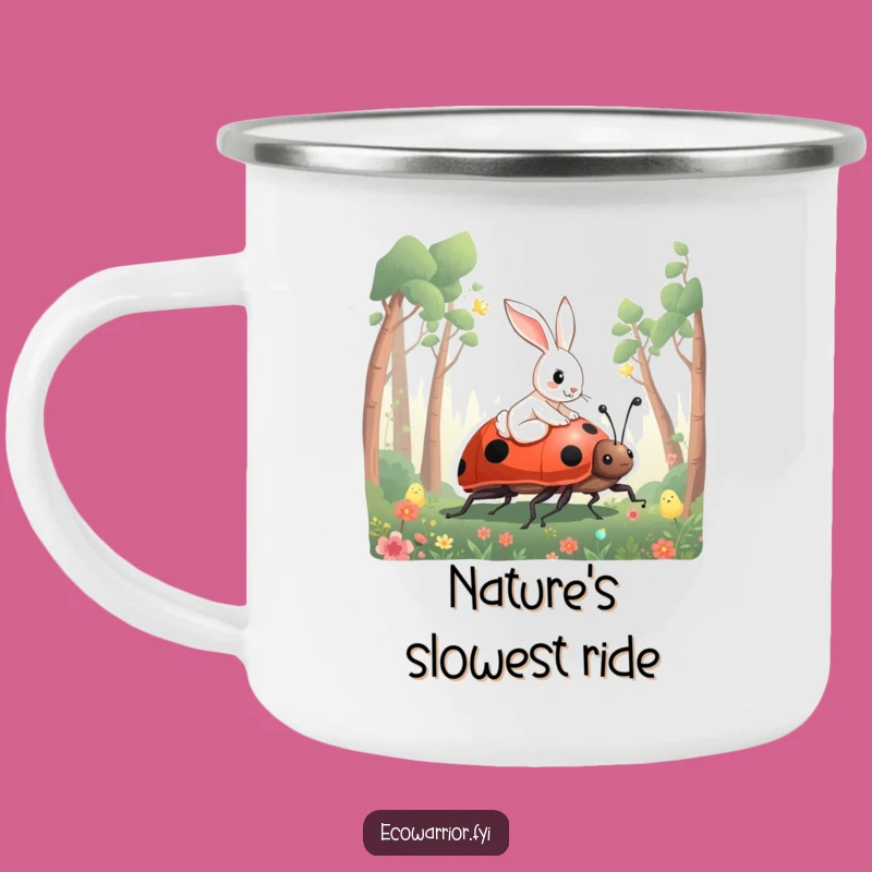 Funny Rabbit Ladybug Camping Mug - Whimsical Outdoor Adventure