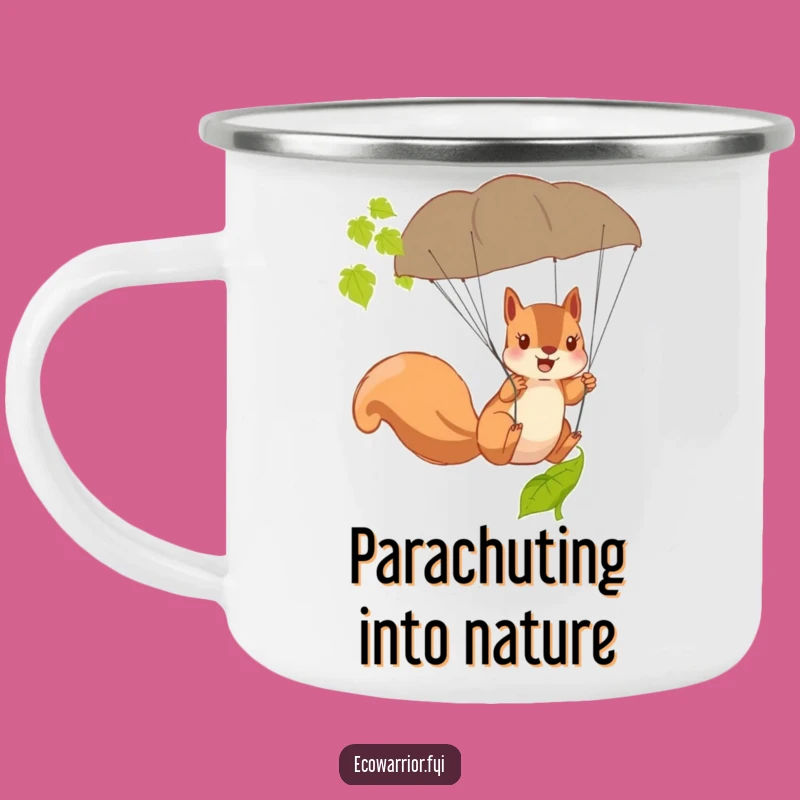 Funny Squirrel Parachute Camping Mug - Brave Outdoor Adventure