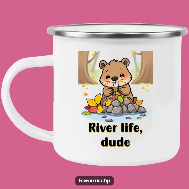 Funny Beaver Building Leaf Dam Camping Mug - Outdoor Project Partner