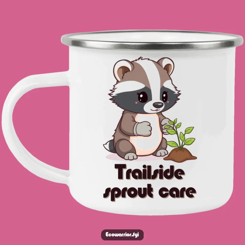 Funny Badger Camp Mug: Adventure with a Determined Gardener
