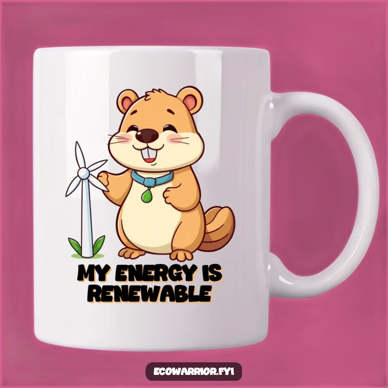 Funny Beaver Windmill Mug: Eco-Friendly Clean Energy Gift for Nature Lovers