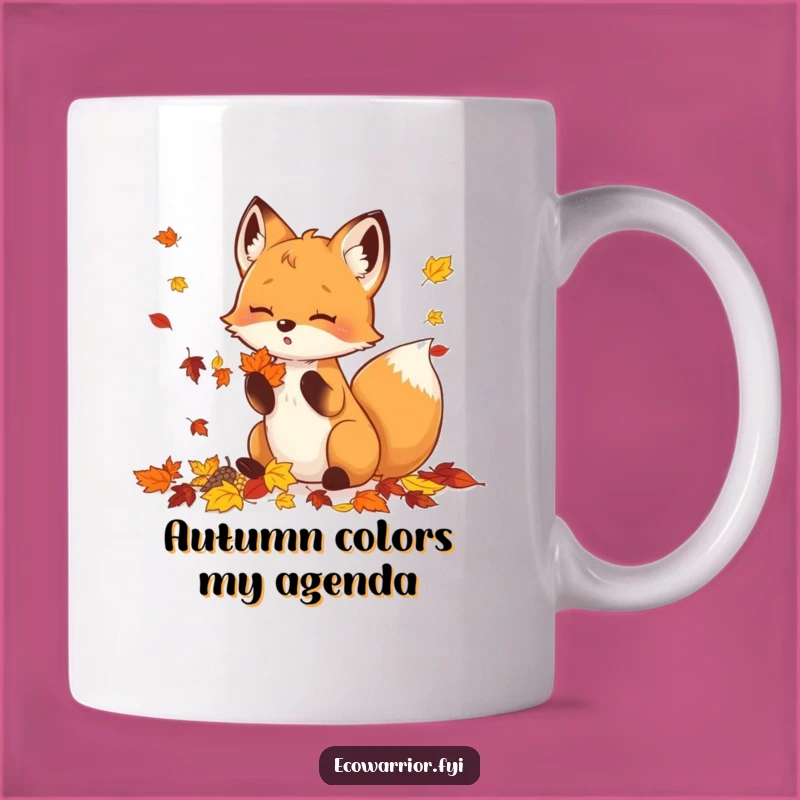 Funny Fox Leaf Collector Mug - Adorable Autumn Animal Gift
