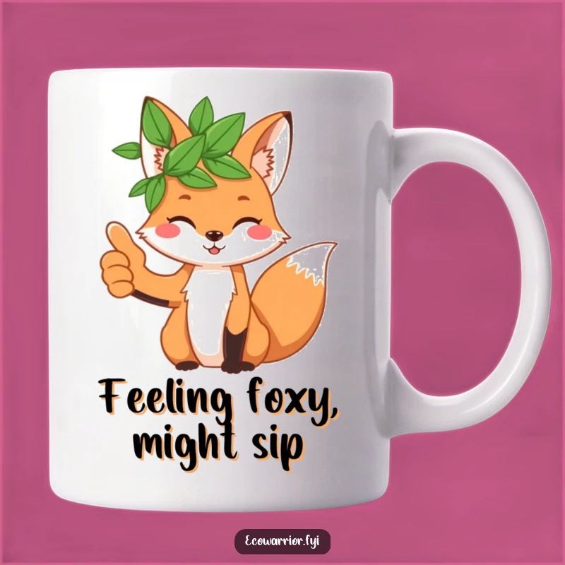 Funny Fox Leaf Crown Mug: Playful Character Thumbs Up Gift, Nature Lover's Choice
