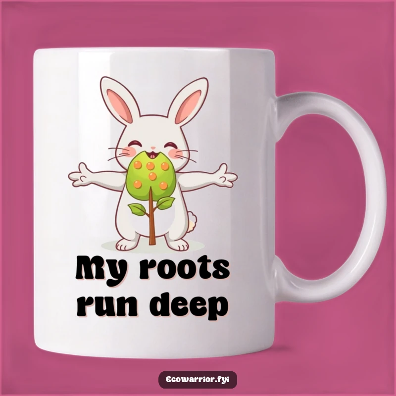 Funny Happy Rabbit Hugging Sapling Mug - Perfect Nature Lover Gift
