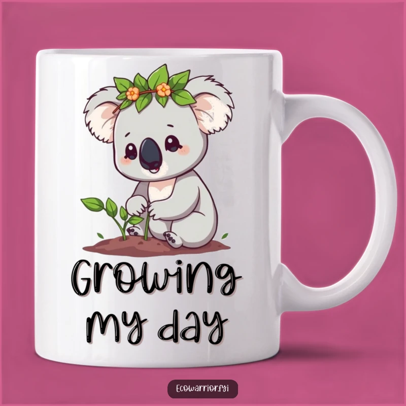 Funny Koala Sapling Mug: Determined Gardener Koala, Eco-Friendly Funny Gift