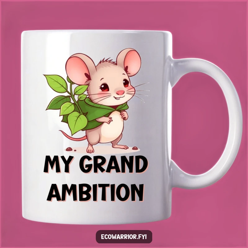 Funny Mouse Planter Mug - Determined Leaf Cape Mouse, Perfect Funny Gift for Gardeners