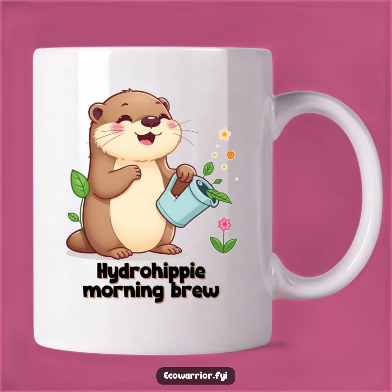 Funny Otter Gardener Mug: Joyful Otter Watering Plants, Perfect Funny Gift Idea