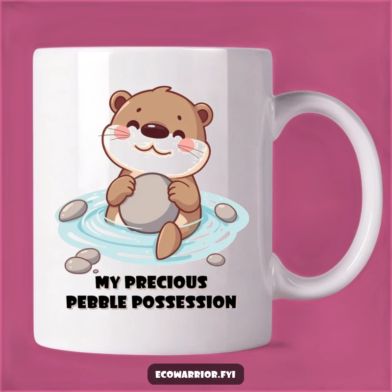 Funny Otter Mug Gift: Playful Otter Swimming with Stone, Perfect Aquatic Animal Lover Present