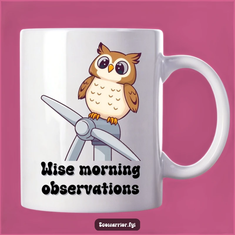Funny Owl Wind Turbine Mug: Wise Flyer, Upward Gazer Gift