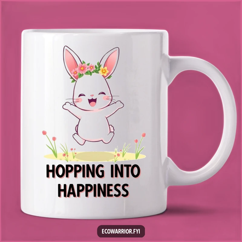 Funny Rabbit Flower Crown Mug: Joyful Jumper Gift for Hop-timum Moments