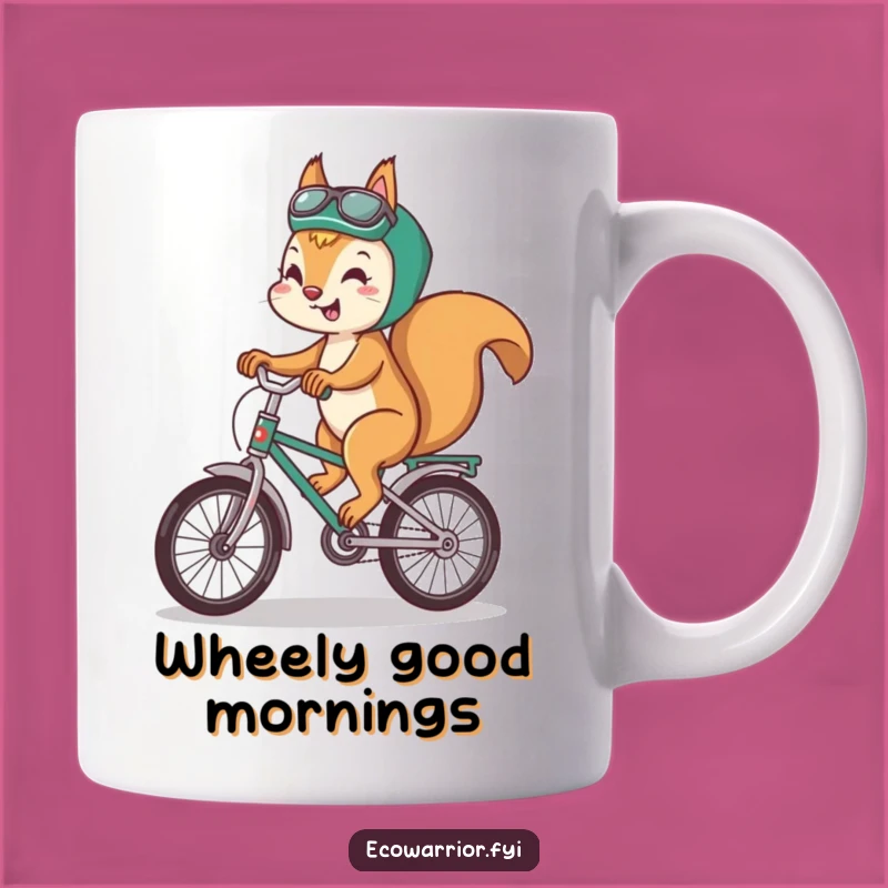 Funny Squirrel Eco Mug: Recycled Bike Rider Gift, Playful & Green Funny Mug