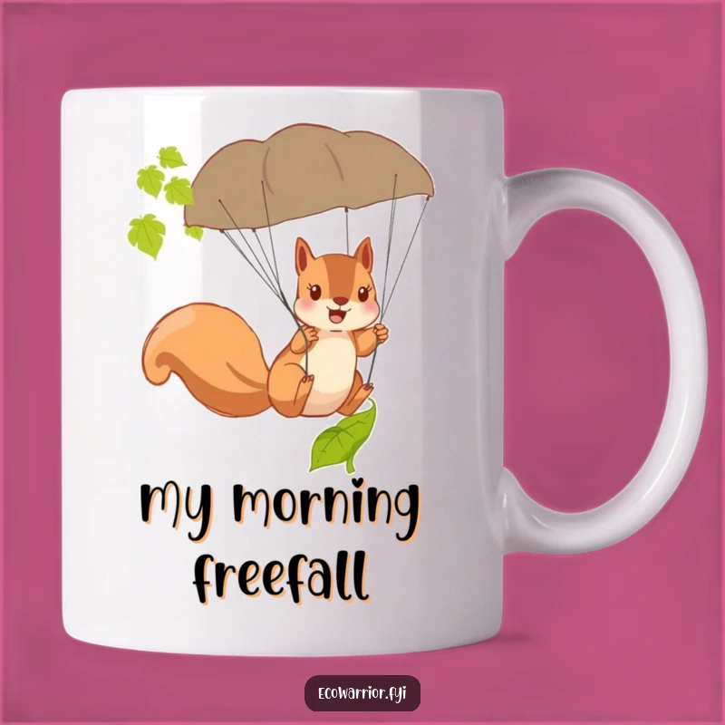 Funny Squirrel Parachute Mug - Hilarious Acrobatic Nut Collector Gift