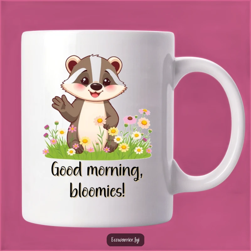 Funny Badger Mug: Friendly Wildflower Badger, Perfect Nature Lover Funny Gift