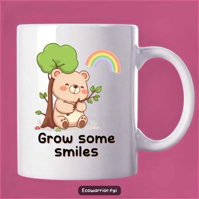 Funny Bear Rainbow Mug: Happy Sapling Holder for a Humorous Nature Gift