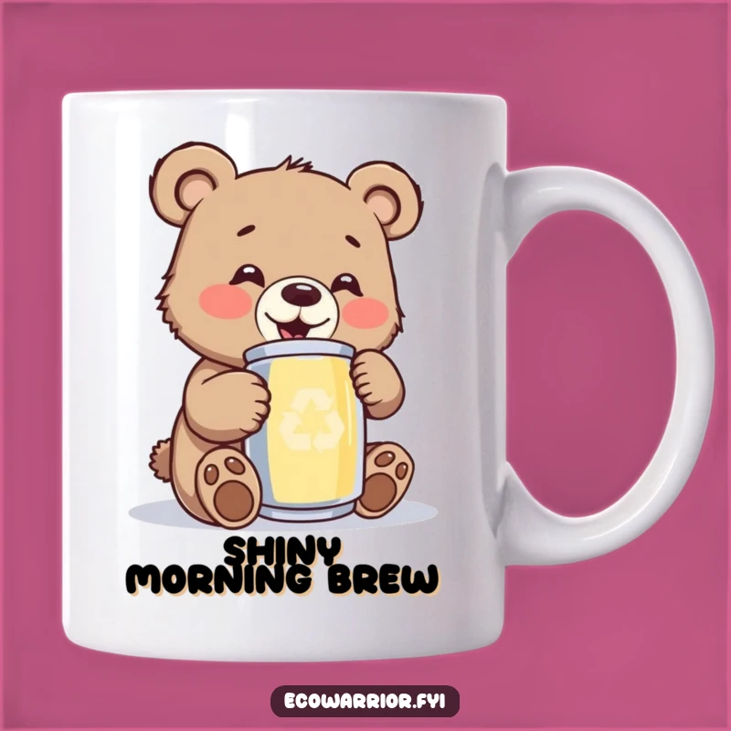 Funny Bear Cub Mug: Happy Eco-Friendly Polishing Art, Joyful Recycled Gift for Him