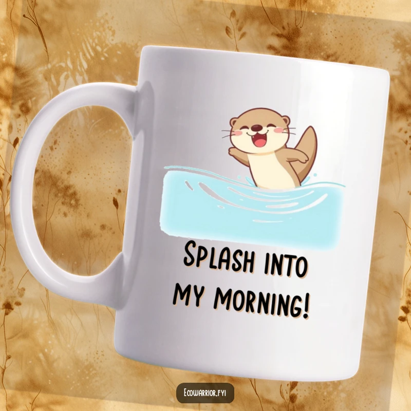 Funny mug featuring a joyful otter gleefully diving into clean water, capturing pure happiness and aquatic fun, a great gift.