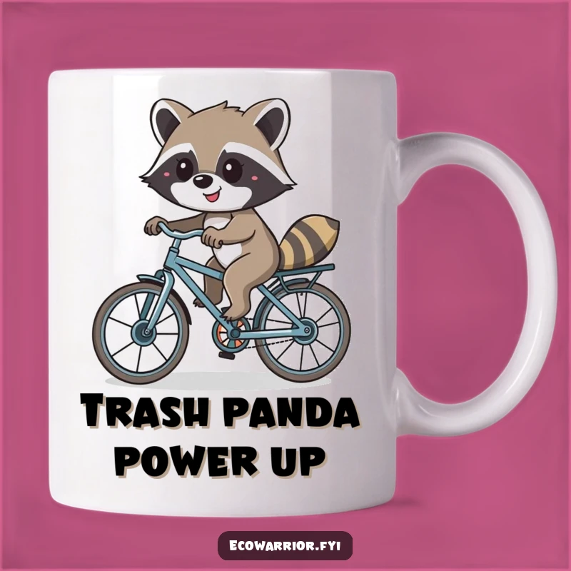 Funny Raccoon Bike Mug: Eco-Friendly Rider, Recycled Parts Humor Gift