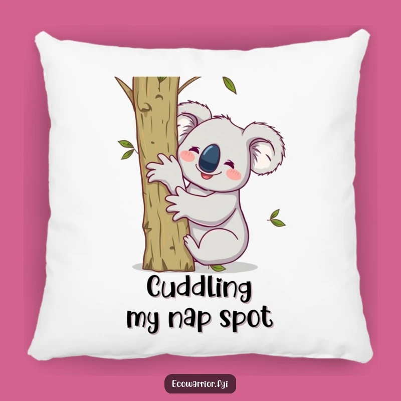 Funny Koala Hugging Sapling Pillow - Cozy Comfort for Eco-Warriors