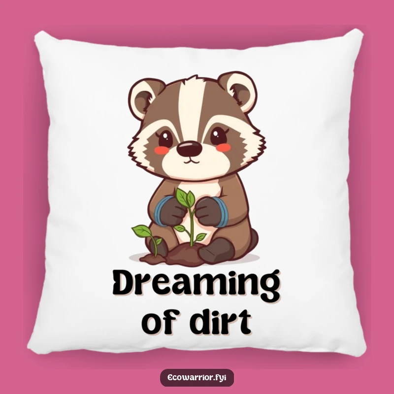Funny Badger Gardener Pillow - Comfy Sprout Tender Cushion, Delightful Humorous Gift