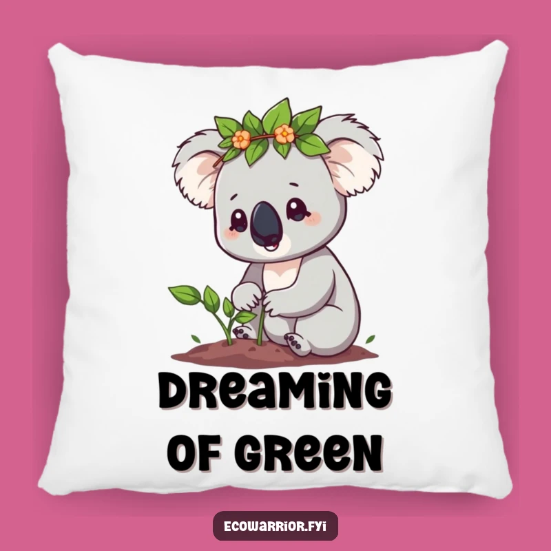Funny Koala Sapling Pillow: Cozy Determined Gardener, Comfy Eco Funny Gift