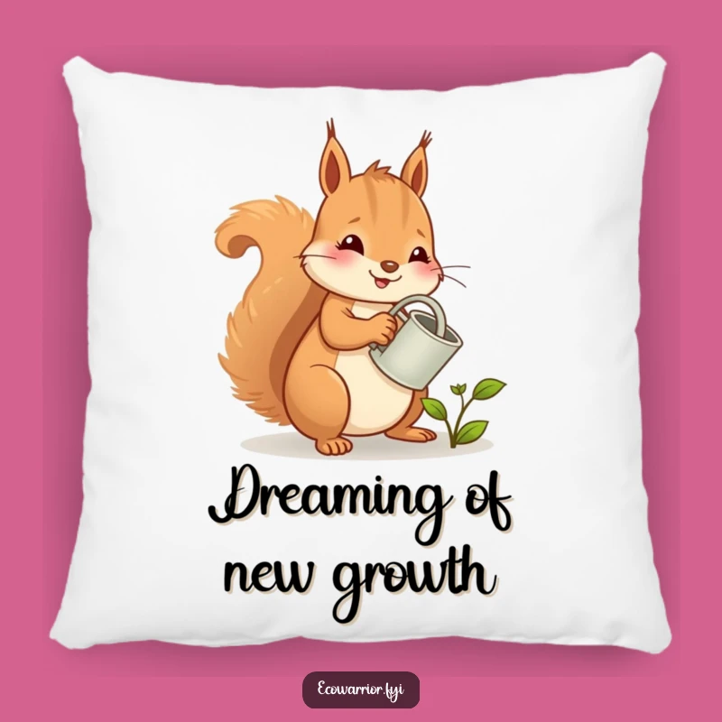 Funny Squirrel Pillow: Cheerful Gardener Accent Cushion, Cozy Home Gift