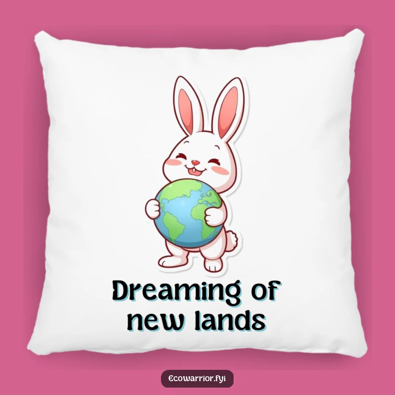 Funny Joyful Rabbit Globe Pillow: Cozy Travel Accent Pillow, Great Funny Gift