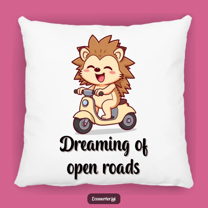 Funny Cheerful Hedgehog Scooter Pillow: Cozy & Joyful Accent Pillow, Great Funny Gift