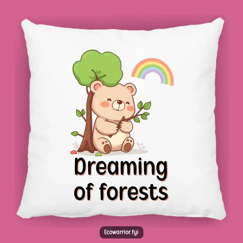 Funny Bear Rainbow Pillow: Soft Comfort with Happy Nature Vibes