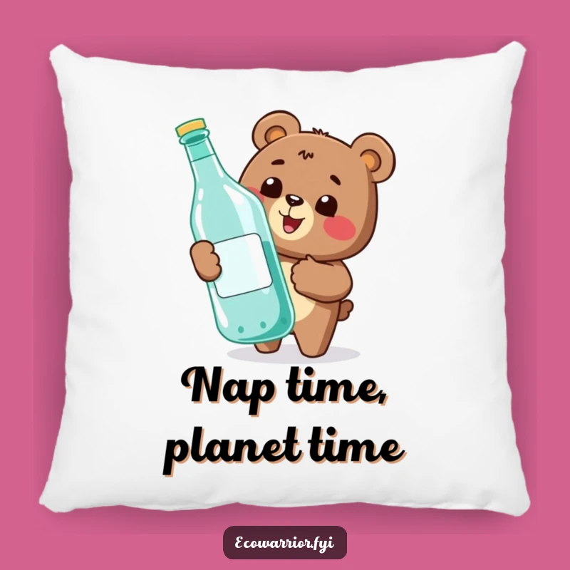 Funny Bear Recycling Pillow: Happy Eco-Hero's Thumbs-Up Comfort for Cozy Spaces