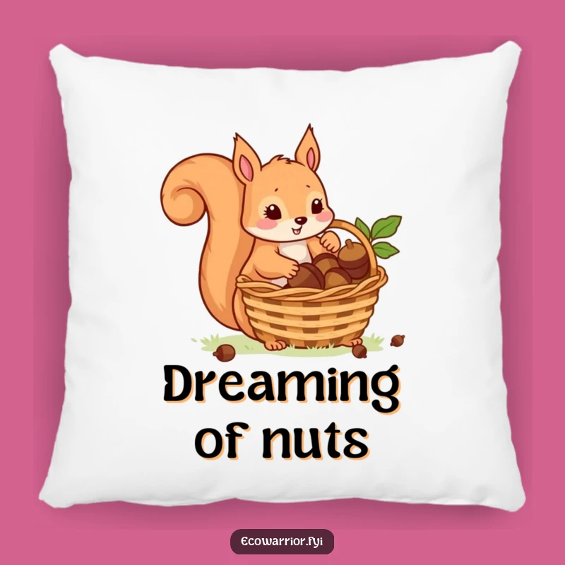 Funny Busy Squirrel Pillow: Cozy Cushion with Acorn Collector, Hilarious Decor Gift
