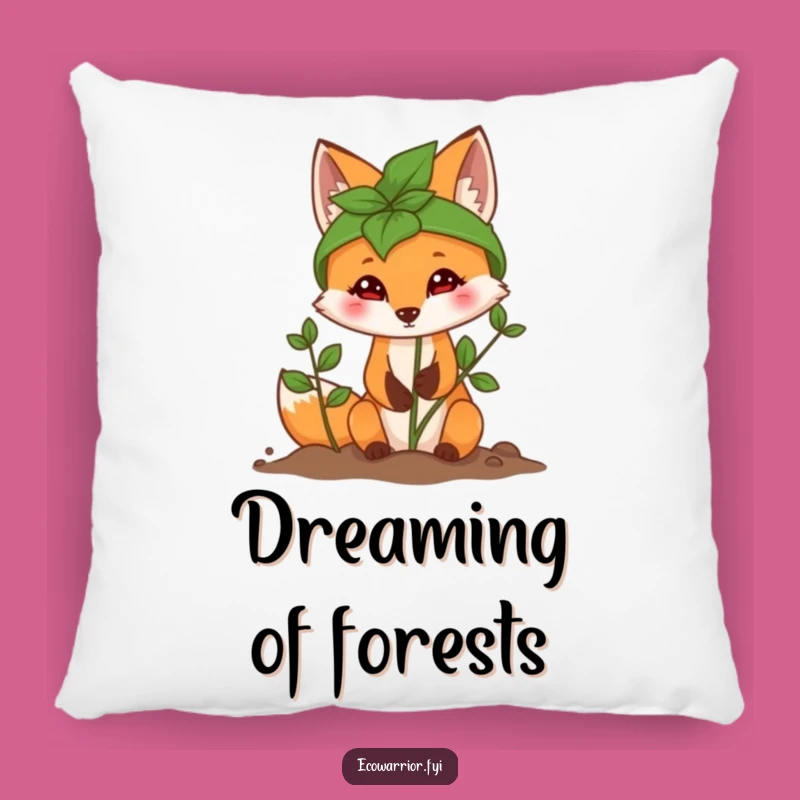 Funny Fox Planting Sapling Pillow - Comfy Woodland Decor