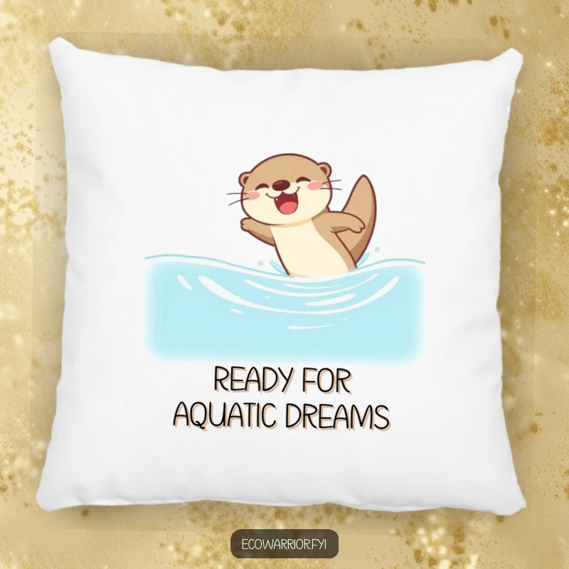 Funny pillow featuring a joyful otter diving into clean water, providing cozy comfort and a humorous reminder of pure, aquatic bliss.