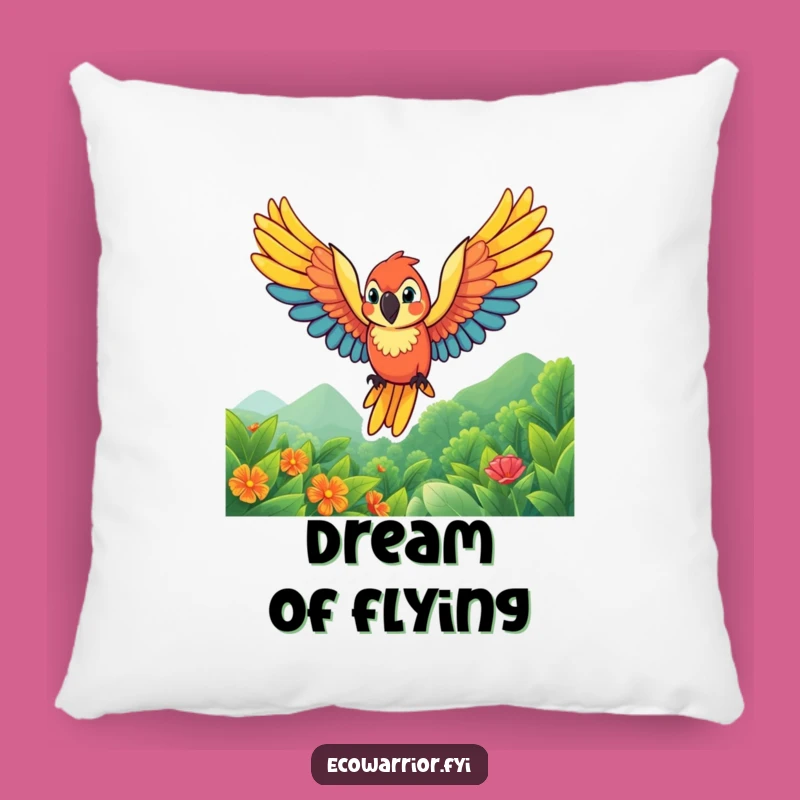 Funny Parrot Soaring Pillow - Cozy Wings Funny Gift for Tropical Comfort