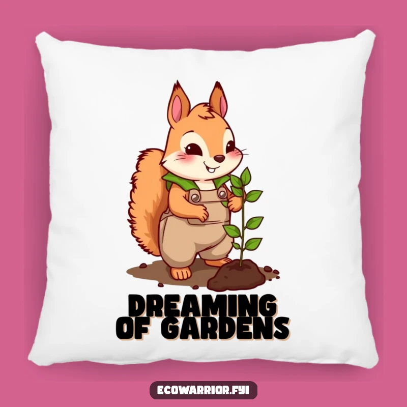 Funny Squirrel Planting Pillow: Cute Gardener Throw Pillow, Cozy Nature Gift