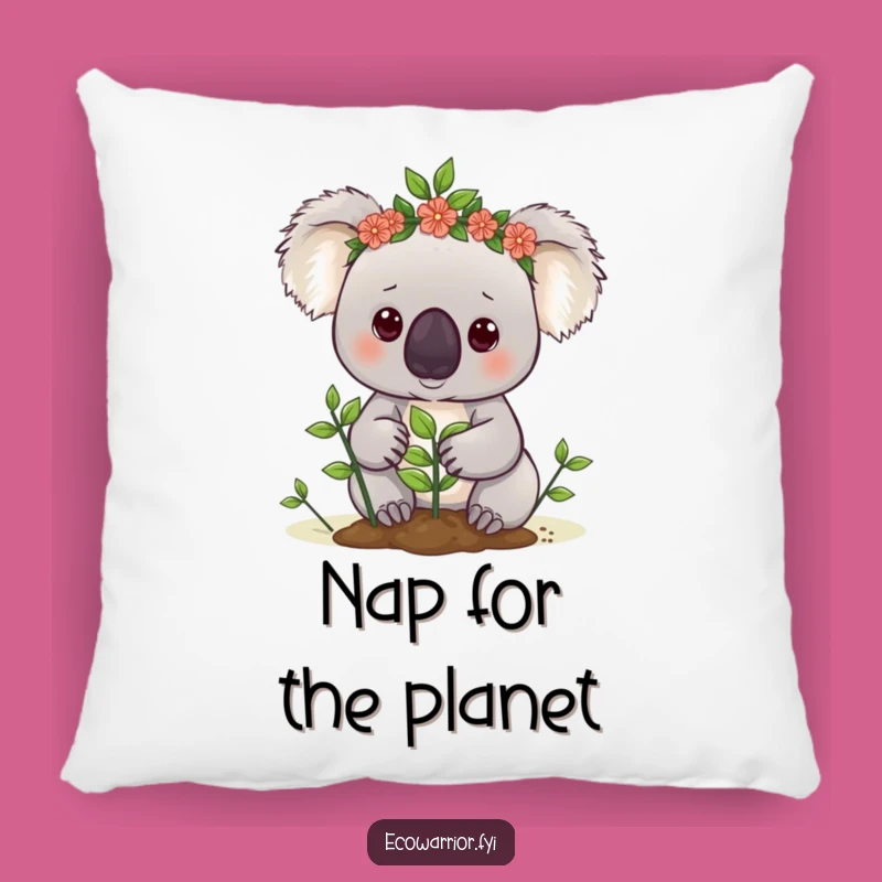 Funny Koala Gardener Pillow: Soft Eco Cushion, Cozy & Determined Funny Gift