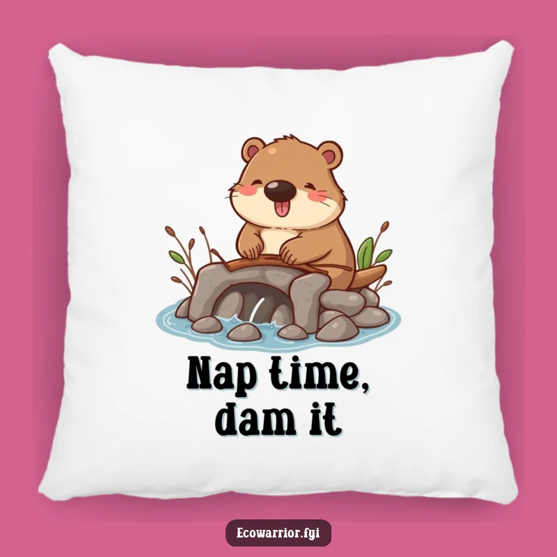 Funny Beaver Dam Builder Pillow: Cozy & Cute Woodland Accent Gift