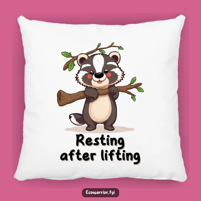 Funny Badger Pillow: Strength Comfort, Helping Hand Accent, Perfect Gift
