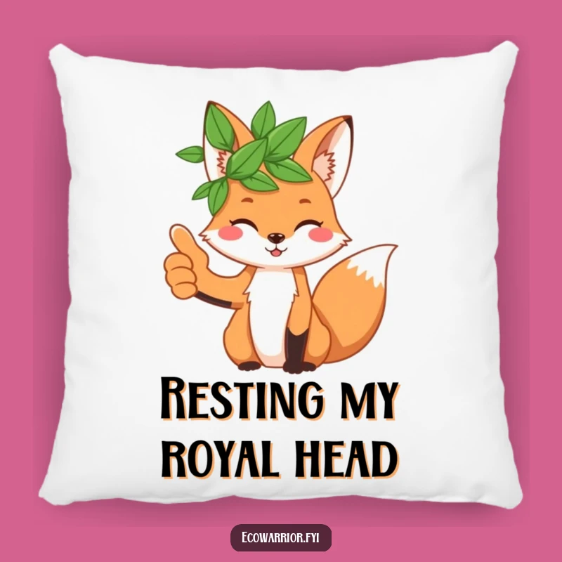 Funny Fox Leaf Crown Pillow: Playful Thumbs Up Accent Cushion Gift
